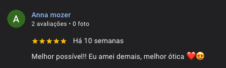 Avaliação real no Google 10