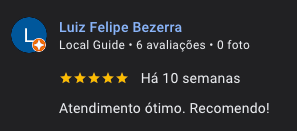 Avaliação real no Google 14