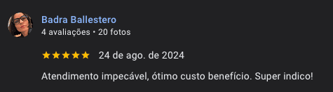 Avaliação real no Google 20